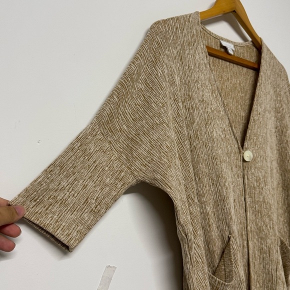Pure Jill Linen Blend Knit Cardigan One Button Jacket Curry Beige S - Picture 2 of 4